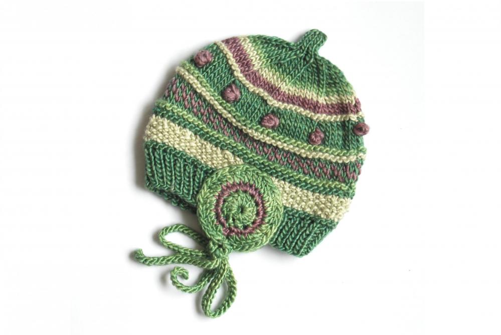 Eco Baby Hat, High-end 50%silk 50%wool, Size 6 Month, Swisshandmade